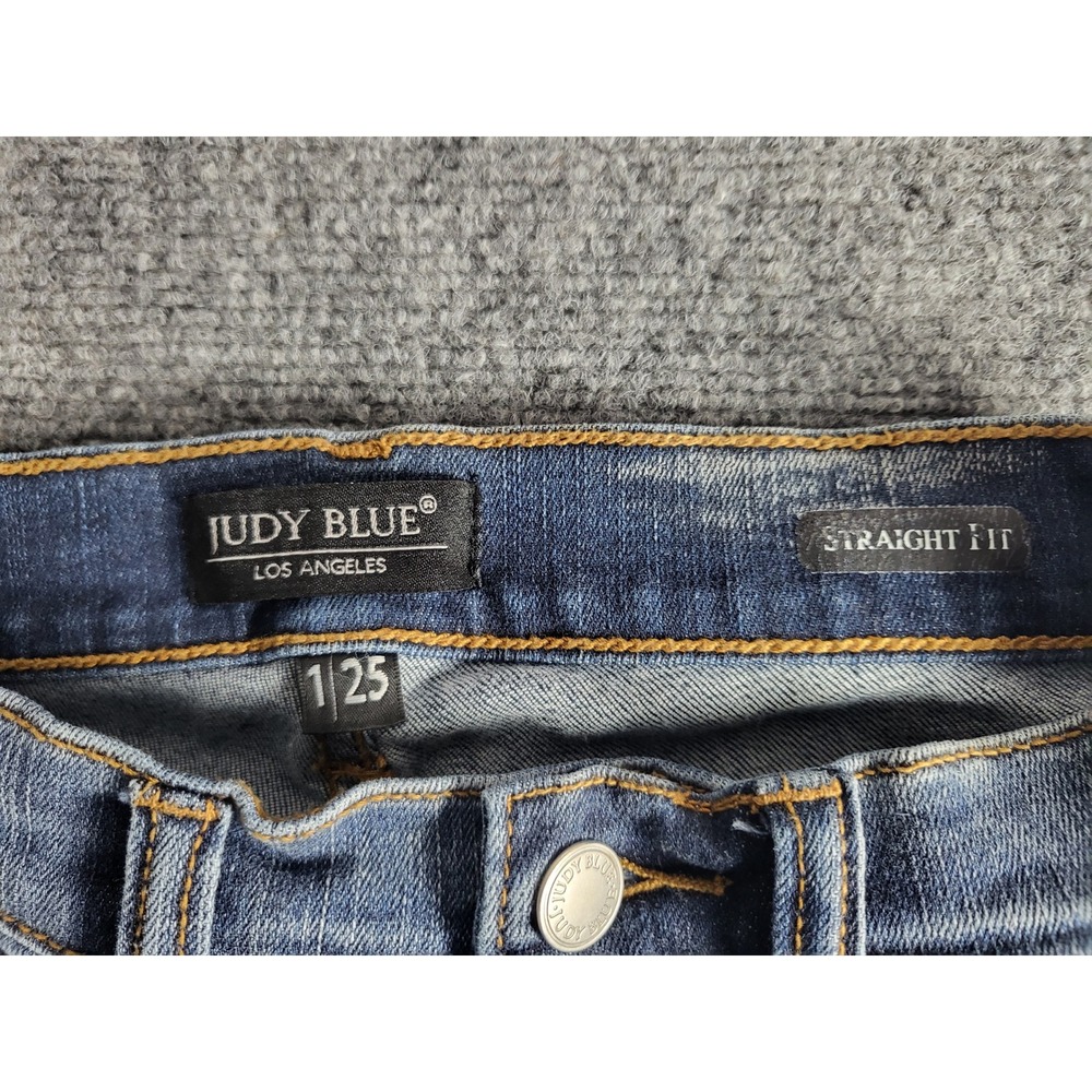 Judy Blue Straight Fit Distressed Denim Jeans Women Juniors Size 1/25 School - Picture 3 of 10